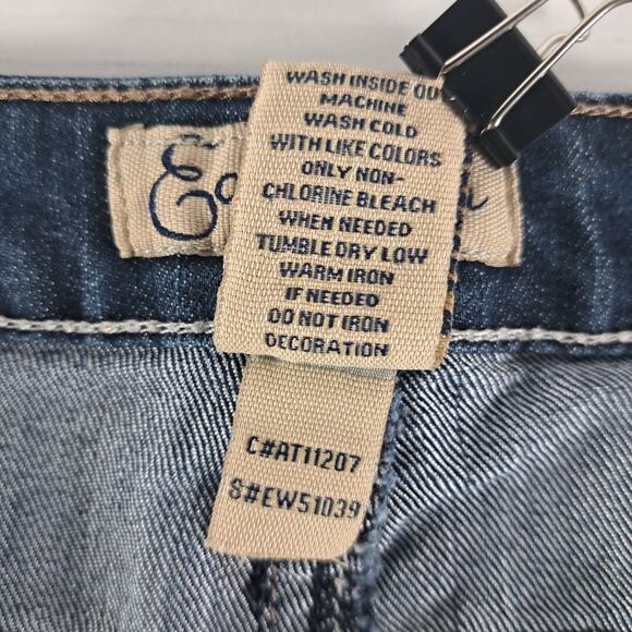 Earl Capri Jeans Womens 12 Blue Dark Stretch Denim Mid Rise Cuffed Thick Stitch - Picture 13 of 13